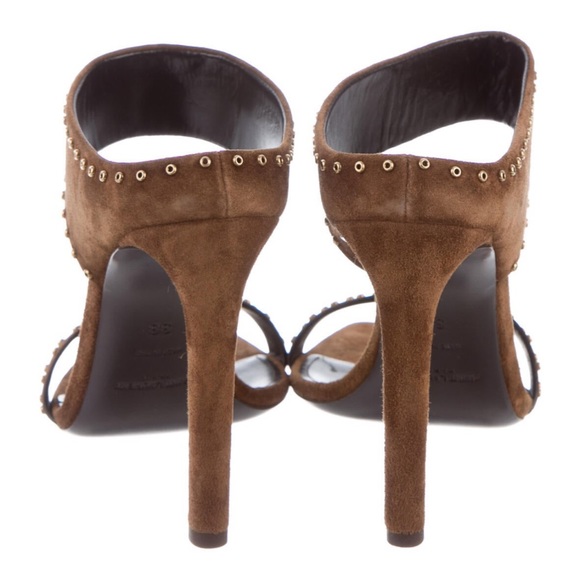 Saint Laurent Suede Studded Slides - Picture 4 of 5